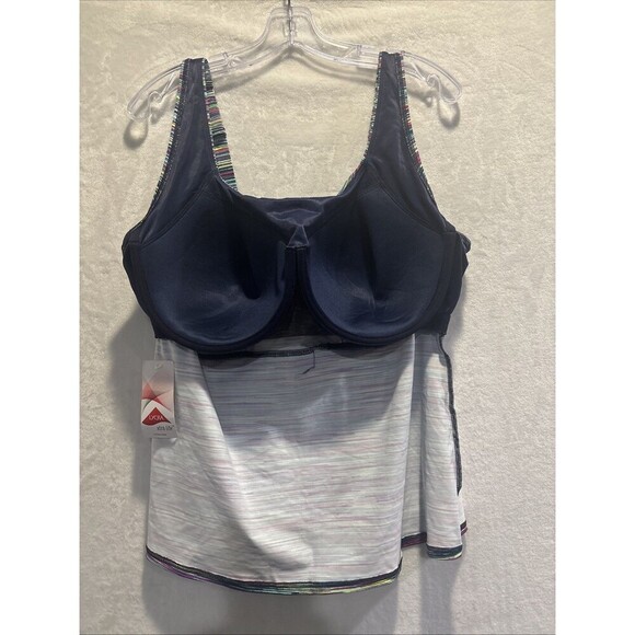 Lands End Tankini Swimsuit Top Women's Size 20W Square Neck Underwire Stripe NWT - Picture 12 of 16